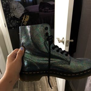 Blue sparkly Doc Martens